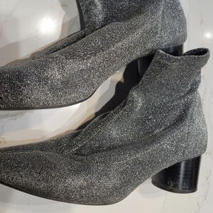 Zara Metallic Silver Stretch Sock Ankle Boots